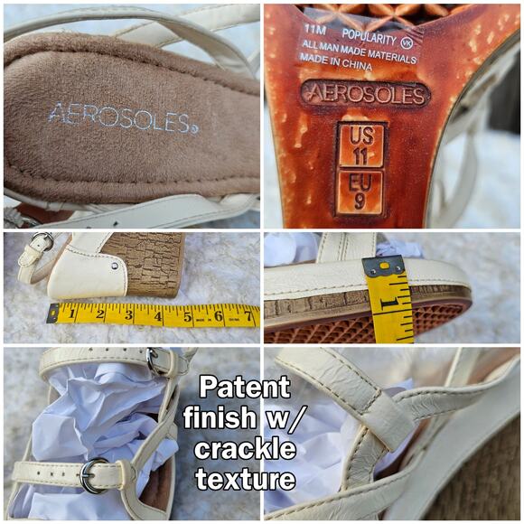 Off White Cage Platform Cork Wedge Heeled Sandals Aerosoles Popularity Size 11 - Picture 7 of 13